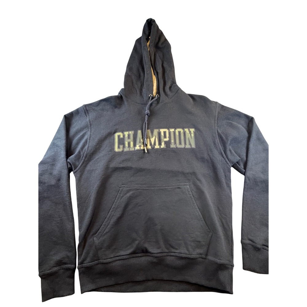 Champion Mens Black Camo Logo Pullover Hoodie Sweatshirt Medium W864E